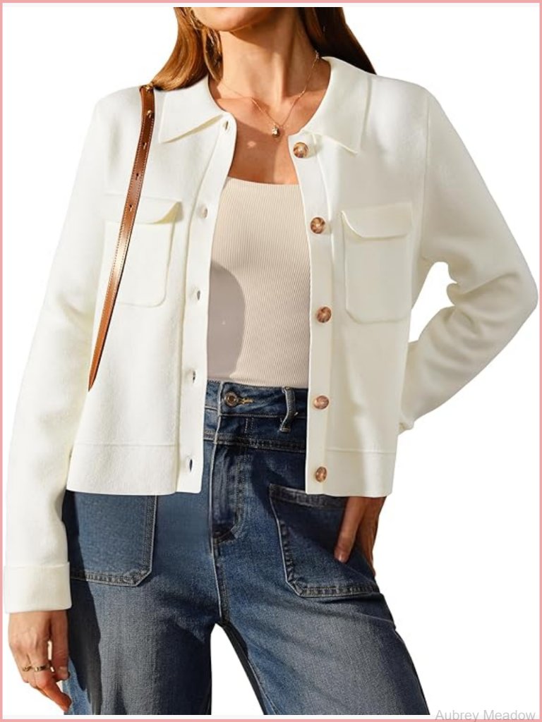 Wool Blend Cropped Button Down Jacket Shacket